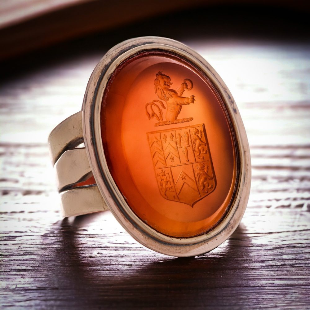 Victorian carnelian intaglio signet ring.