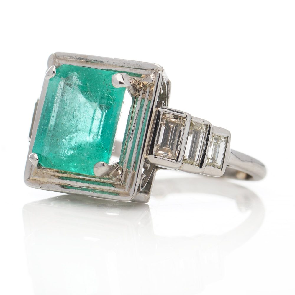 Certified 4.20ct Colombian Emerald and Diamond Ring