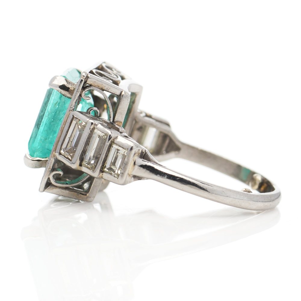 Certified 4.20ct Colombian Emerald and Diamond Ring