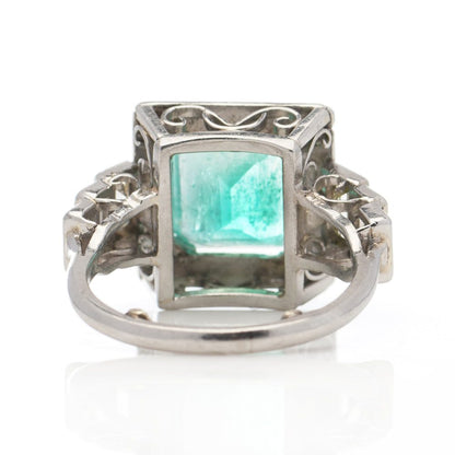 Certified 4.20ct Colombian Emerald and Diamond Ring