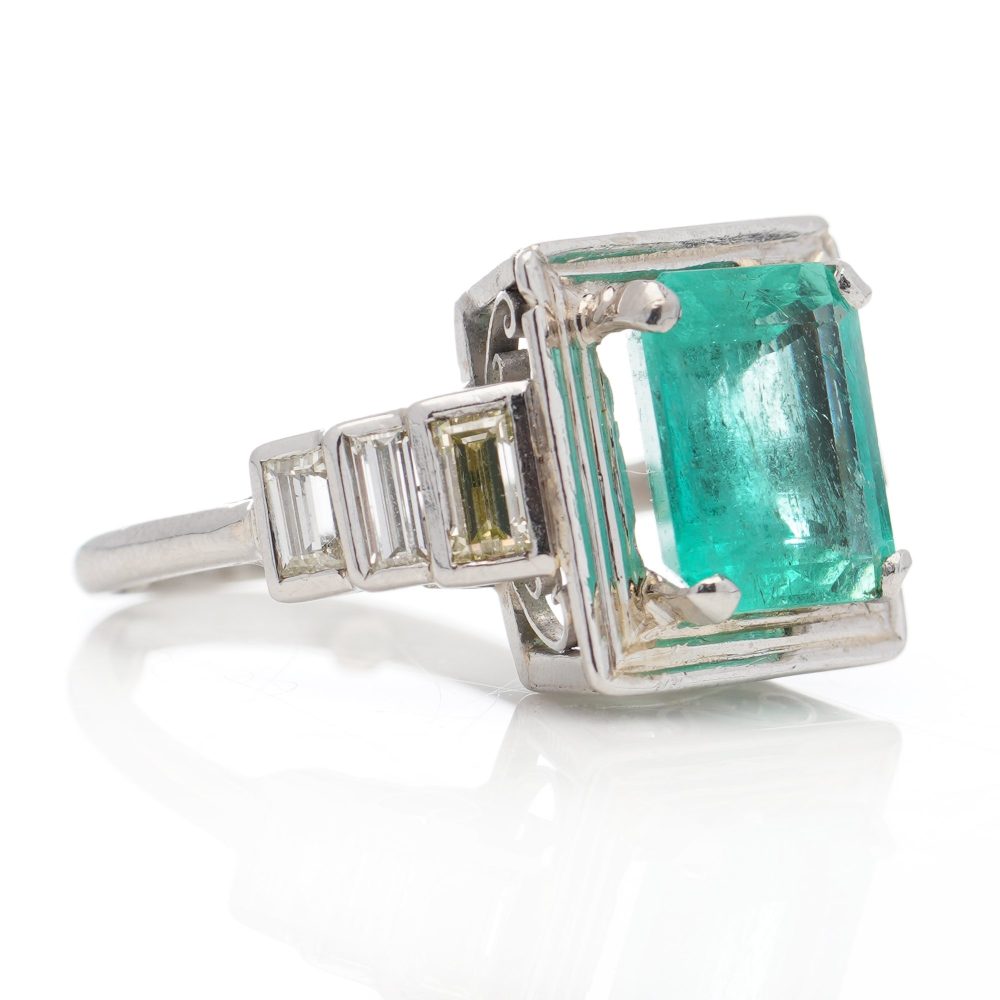 Certified 4.20ct Colombian Emerald and Diamond Ring