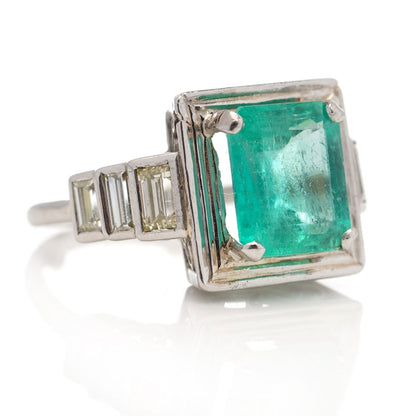 Certified 4.20ct Colombian Emerald and Diamond Ring