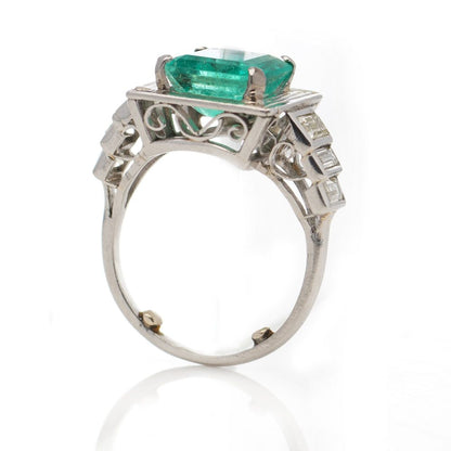 Certified 4.20ct Colombian Emerald and Diamond Ring