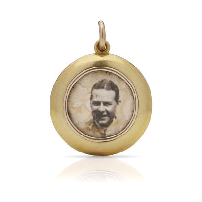 Victorian Antique Gold Locket Pendant with Blue Enamel and Old Mine Cut Diamonds