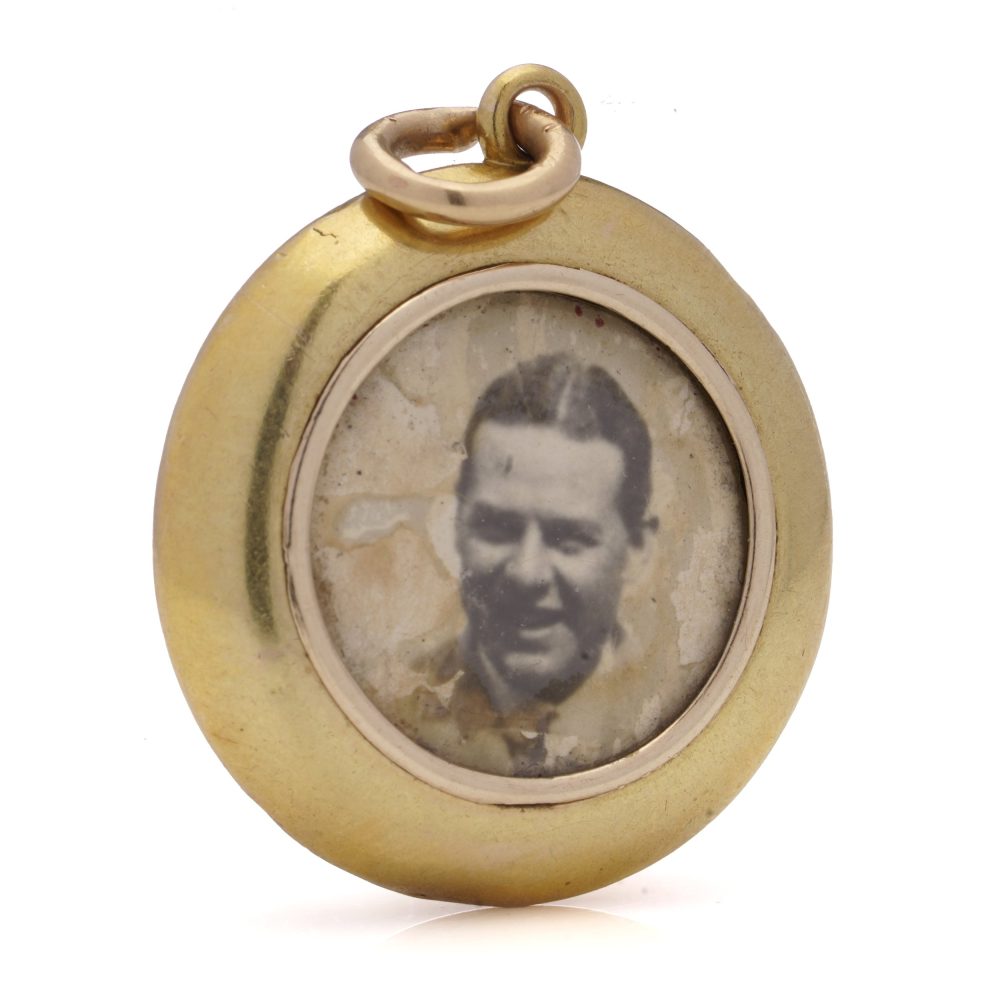 Victorian Antique Gold Locket Pendant with Blue Enamel and Old Mine Cut Diamonds