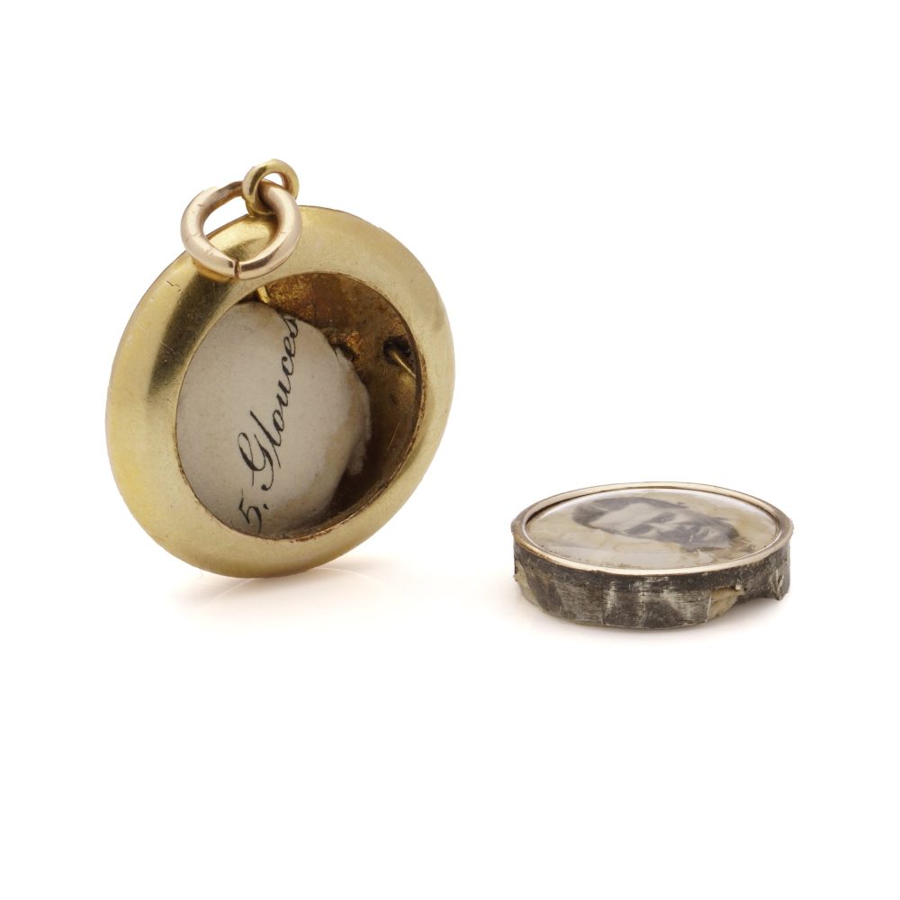 Victorian Antique Gold Locket Pendant with Blue Enamel and Old Mine Cut Diamonds