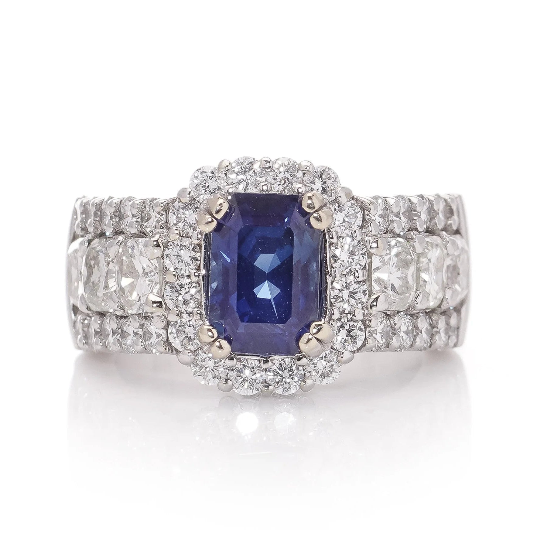 2.81ct Sapphire and Diamond Cluster Engagement Ring