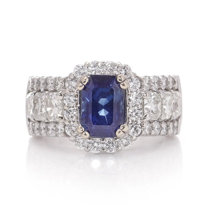2.81ct Sapphire and Diamond Cluster Engagement Ring