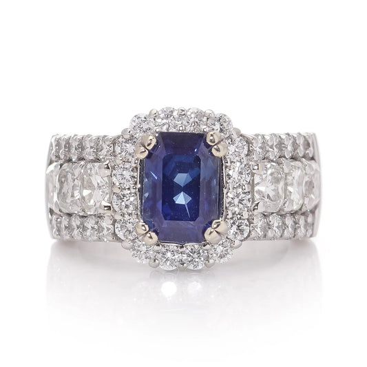 2.81ct Sapphire and Diamond Cluster Engagement Ring