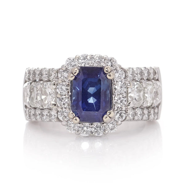 2.81ct Sapphire and Diamond Cluster Engagement Ring