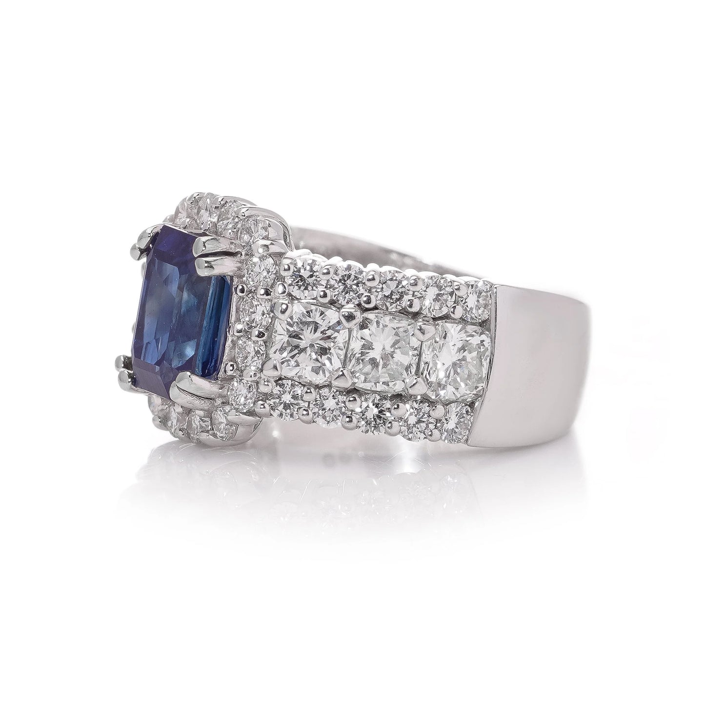 2.81ct Sapphire and Diamond Cluster Engagement Ring
