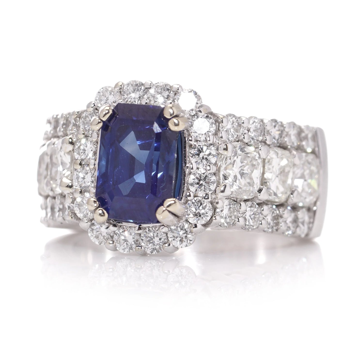 2.81ct Sapphire and Diamond Cluster Engagement Ring