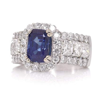 2.81ct Sapphire and Diamond Cluster Engagement Ring