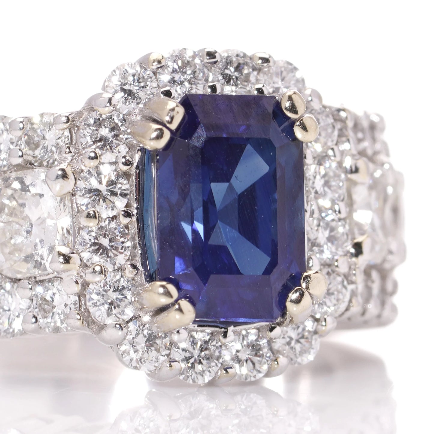 2.81ct Sapphire and Diamond Cluster Engagement Ring