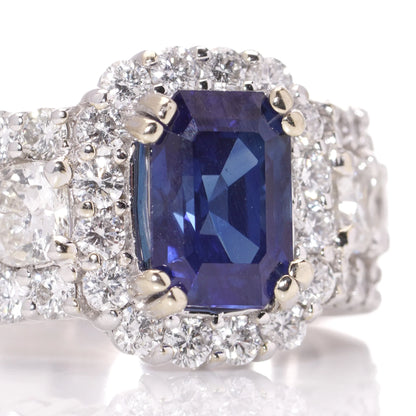 2.81ct Sapphire and Diamond Cluster Engagement Ring