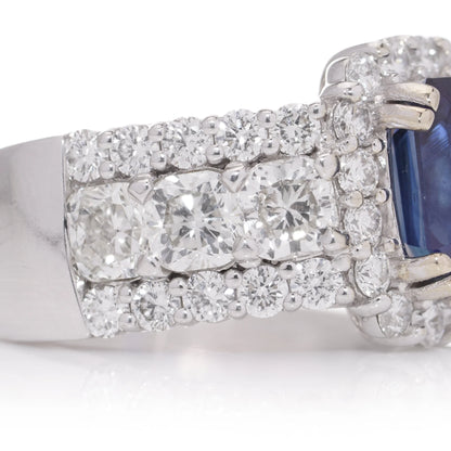2.81ct Sapphire and Diamond Cluster Engagement Ring