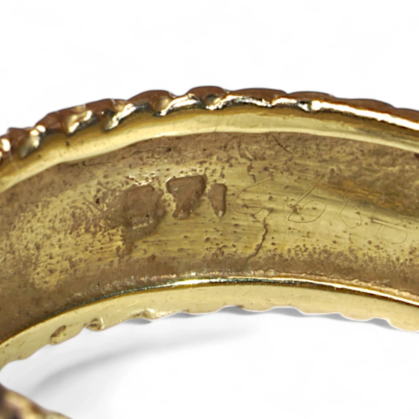 Vintage 18ct Gold Textured Buckle Ring with Diamonds