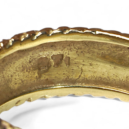 Vintage 18ct Gold Textured Buckle Ring with Diamonds