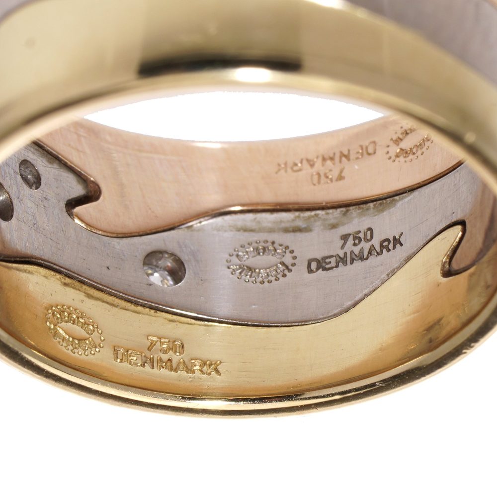 Georg Jensen Fusion gold 3 piece stack ring with diamonds.