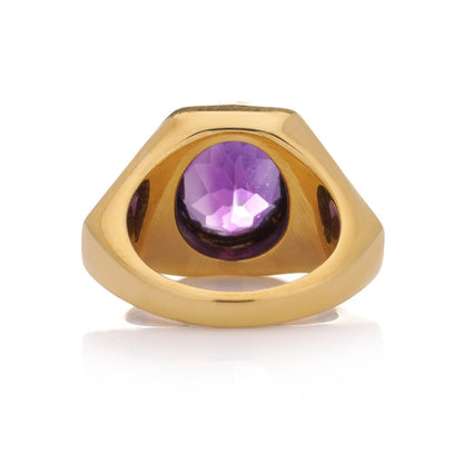 Bvlgari 2.50ct Oval Amethyst and 22ct Gold Geometric Band Ring