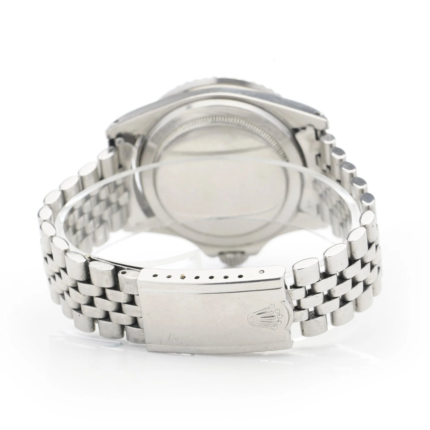 A Rolex Submariner wristwatch in stainless steel with a jubilee bracelet, on a white background