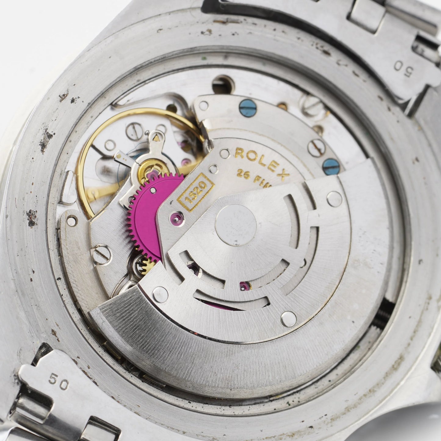 Close-up of a Rolex watch movement