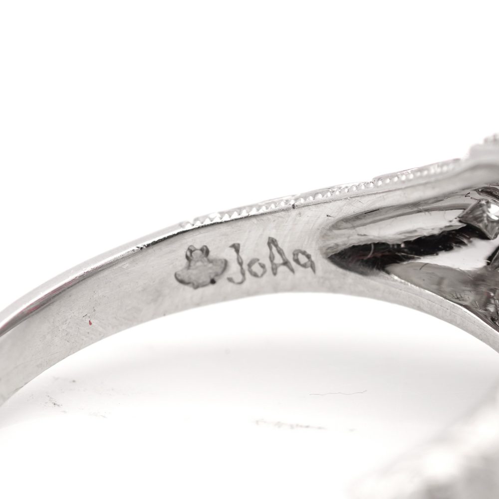 Old European Cut Diamond and Ruby Cluster Engagement Ring in Platinum