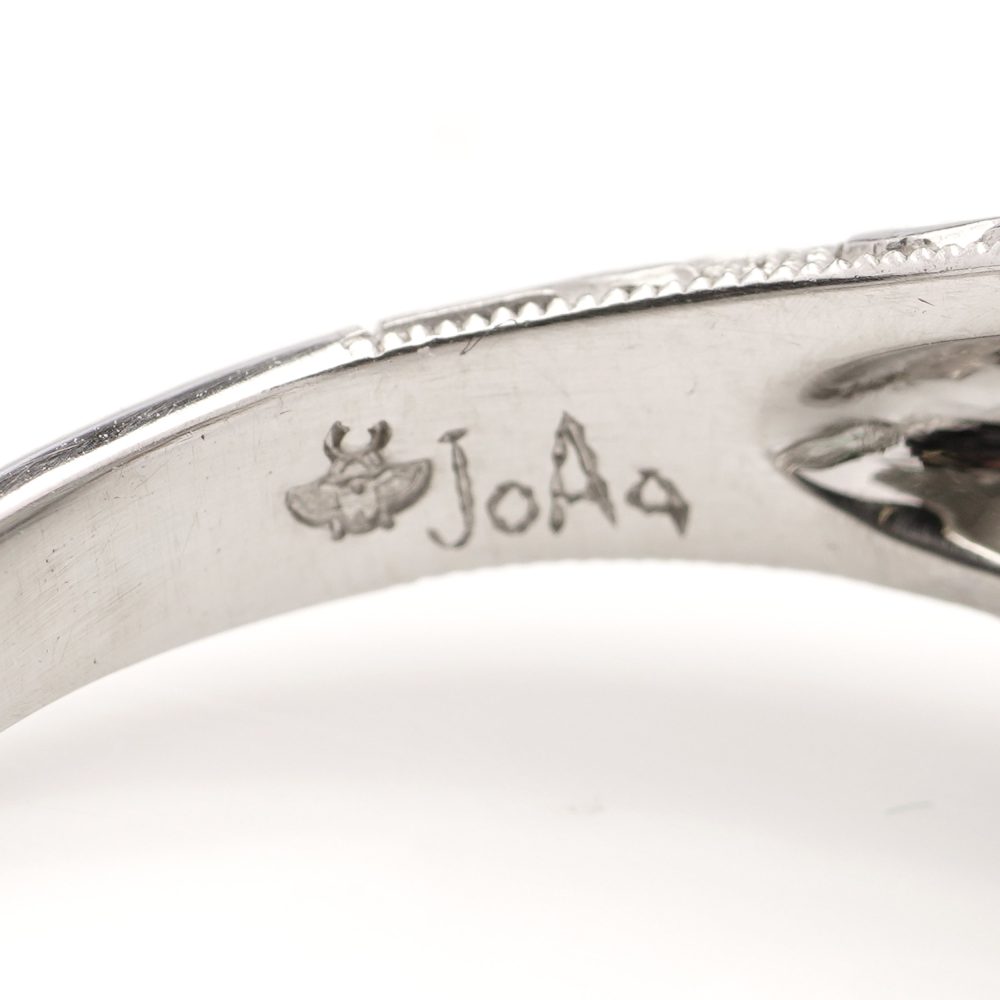 Fancy Champagne Old European Cut Diamond and Emerald Cluster Ring in Platinum