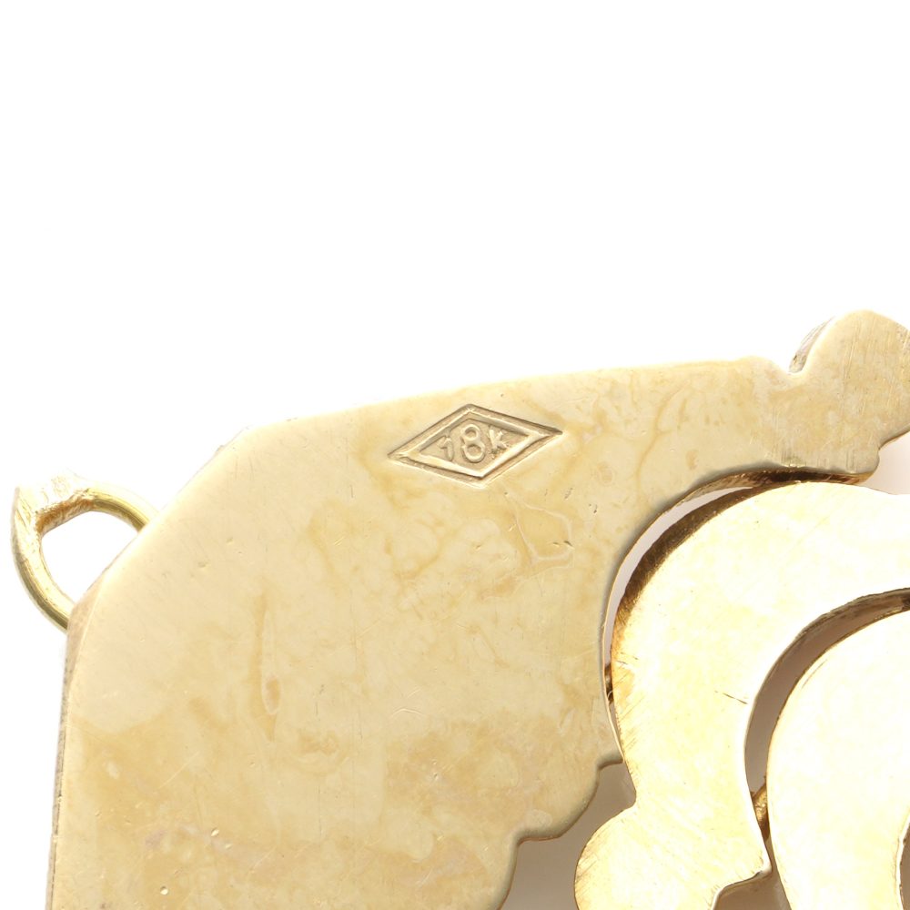 Vintage Retro 18ct Yellow Gold Wide Cuff Bracelet composed of double chevron links. Circa 1940s-1960s