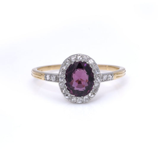 18 Carat Gold And Platinum Diamond Cluster Ring With Natural Spinel