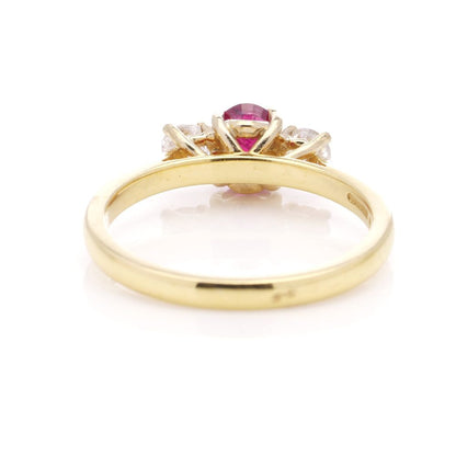 Ruby and diamond ring set in 18 ct gold