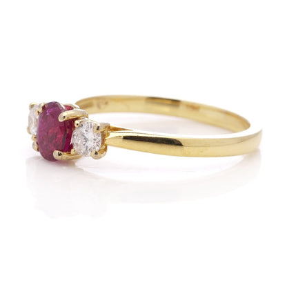 Ruby and diamond ring set in 18 ct gold