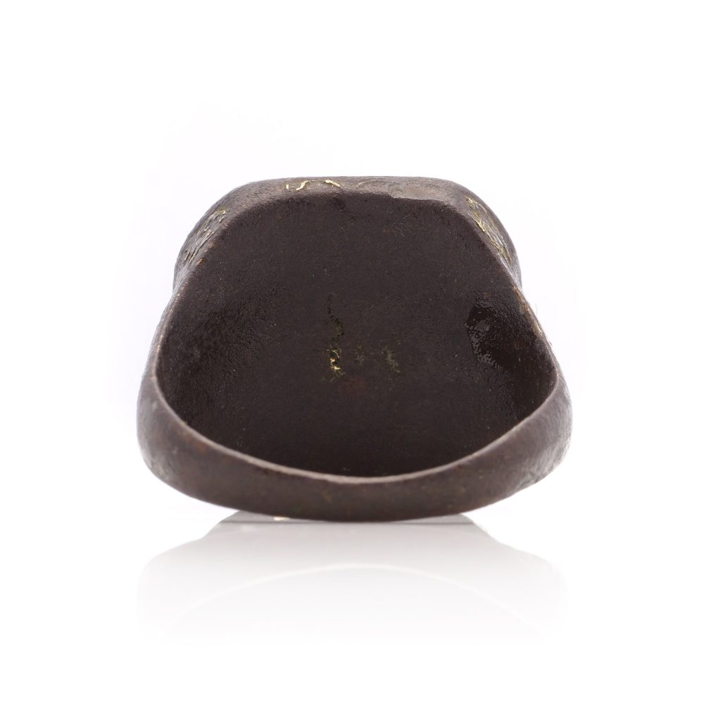 18th Century Signet Ring In Copper With 15 Carat Yellow Gold Inlay