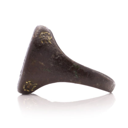 18th Century Signet Ring In Copper With 15 Carat Yellow Gold Inlay