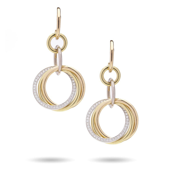 Vintage Cartier Diamond Set 18ct Gold Circle Drop Earrings
