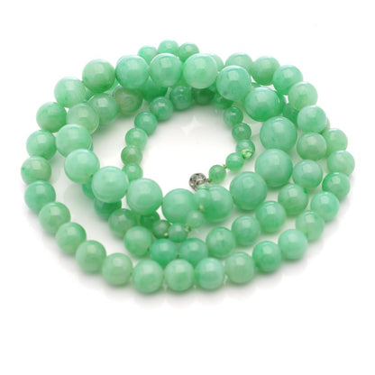 Antique Natural Jadeite Jade Graduated Bead Necklace with Platinum Clasp, Circa 1920s