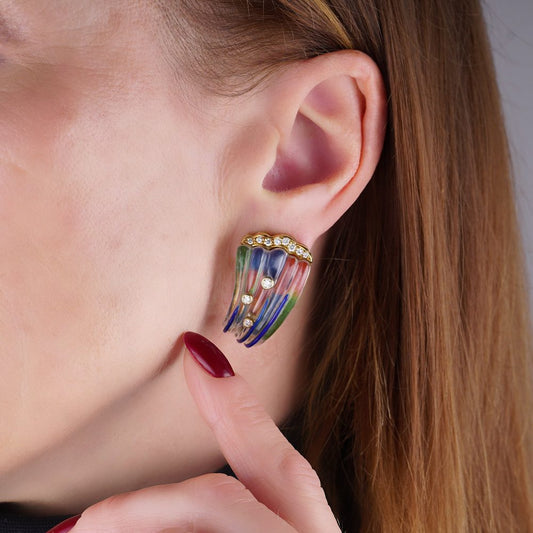 Vintage Rock Crystal And Diamond Clip - On Earrings In 18 Carat Yellow Gold