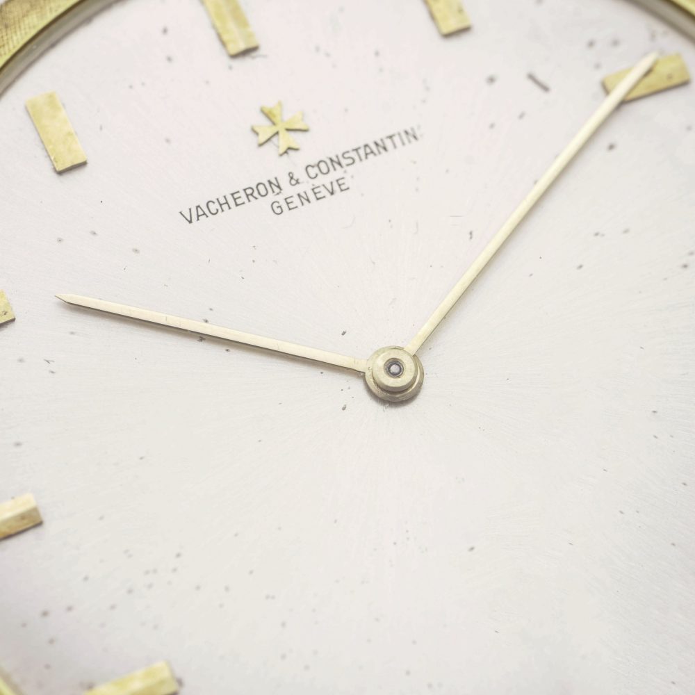 Vintage Vacheron Constantin 18ct Yellow Gold Open Face Extra Thin Dress Pocket Watch with brushed gold finish. Made in Switzerland, Circa 1960s