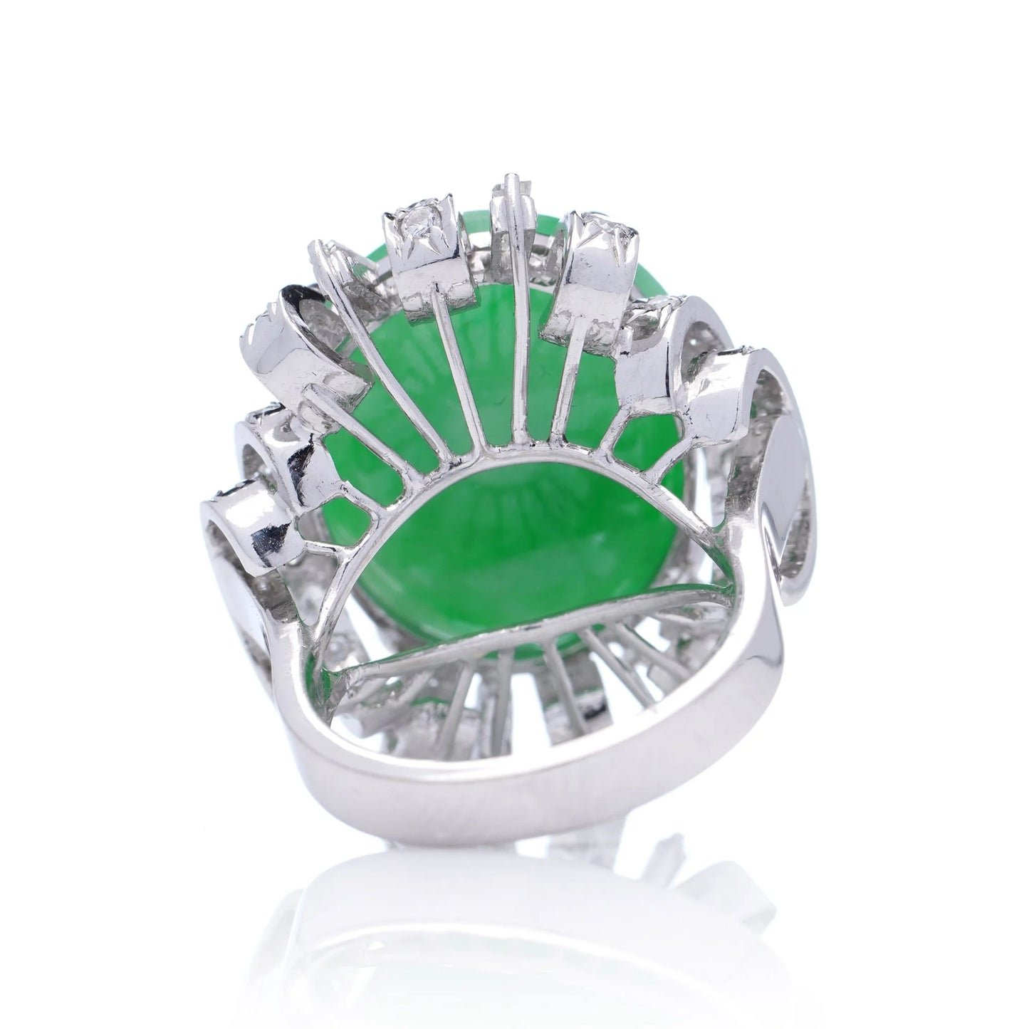 Vintage 23.10ct Jade and Diamond Cluster Dress Ring