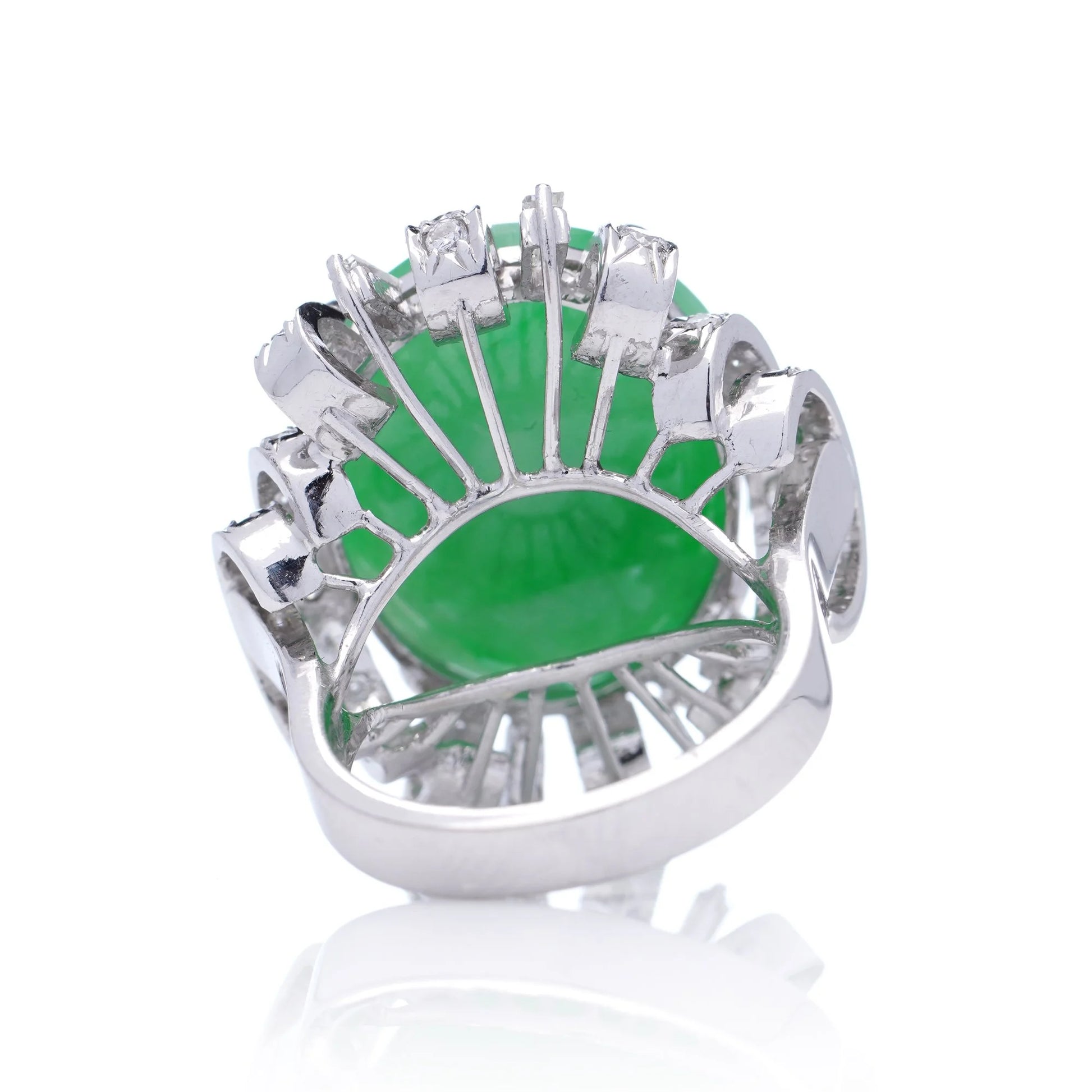 Vintage 23.10ct Jade and Diamond Cluster Dress Ring