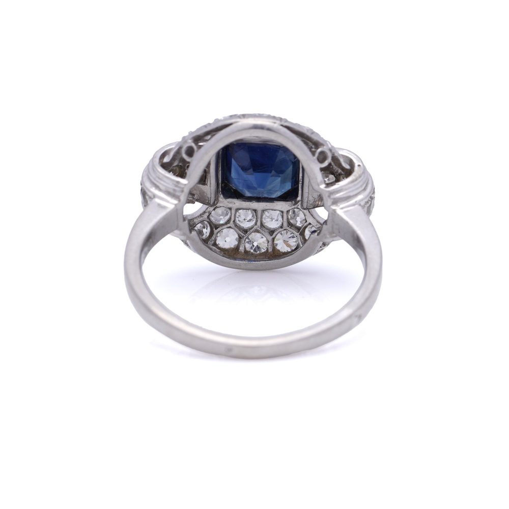 Sapphire and diamond ring in platinum.
