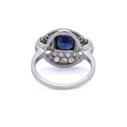Sapphire and diamond ring in platinum.