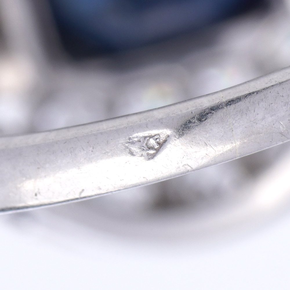 Sapphire and diamond ring in platinum.