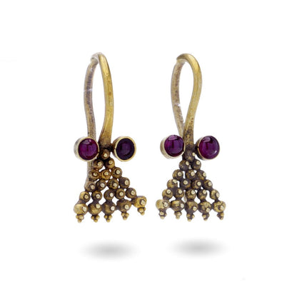 Ancient Roman empire 3-rd century gold earrings with rubies. 