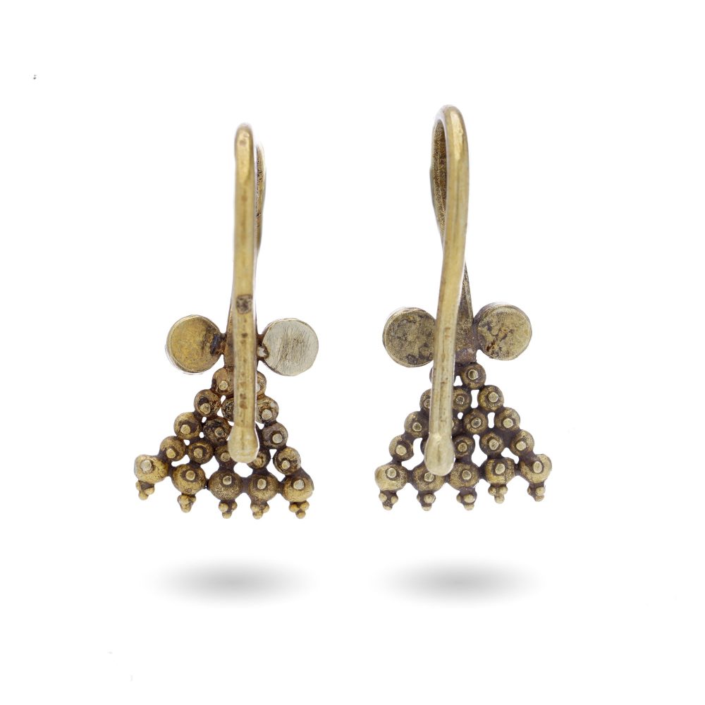 Ancient Roman empire 3-rd century gold earrings with rubies. 