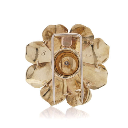 Boucheron vintage gold and diamond flower head brooch.