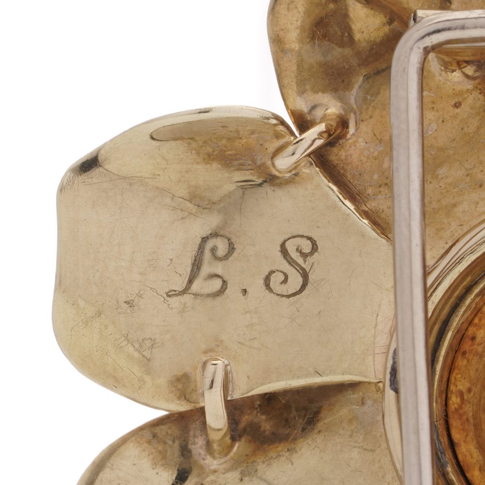 Boucheron vintage gold and diamond flower head brooch.