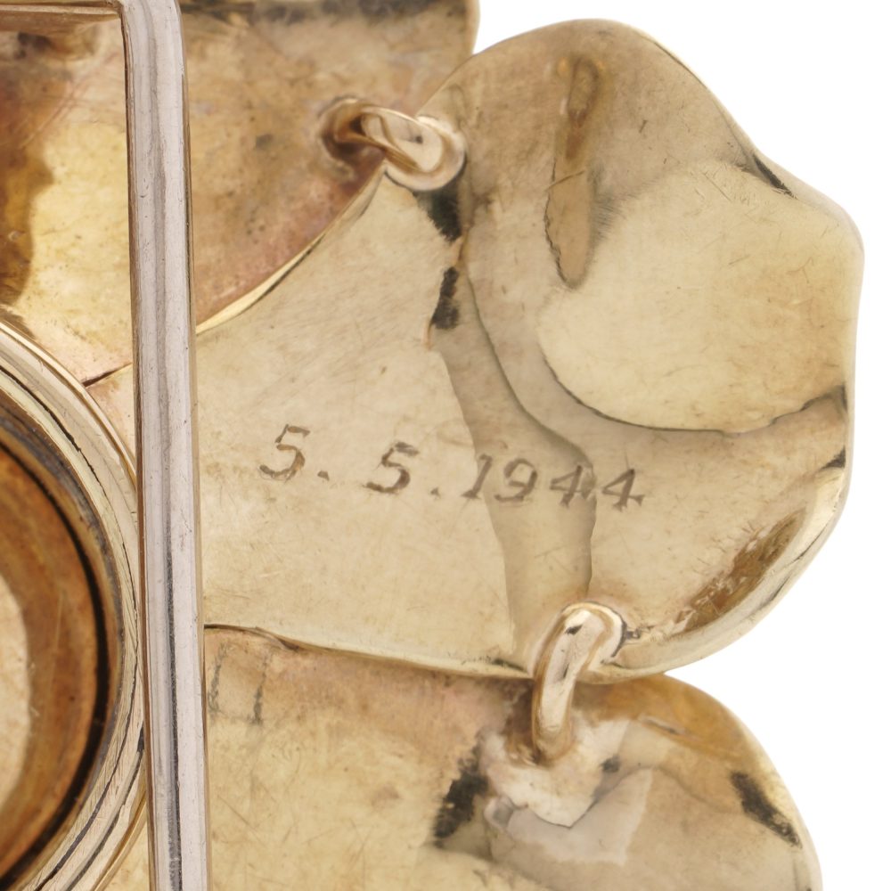 Boucheron vintage gold and diamond flower head brooch.