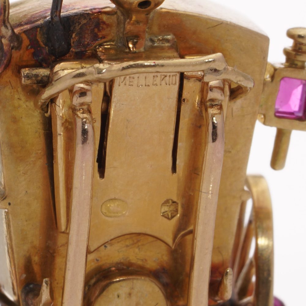 Mellerio gold sapphire and ruby carriage