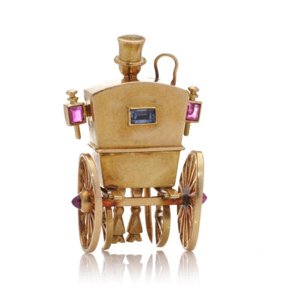 Mellerio gold sapphire and ruby carriage